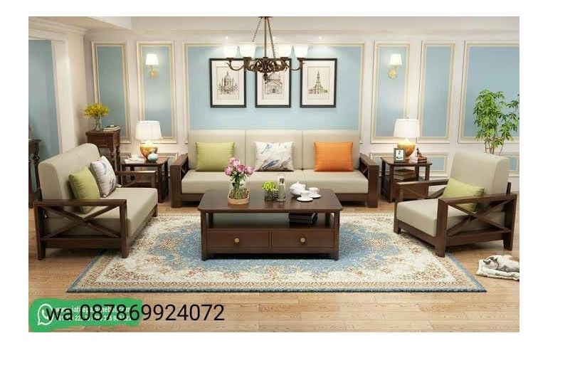 Kursi sofa tamu jati minimalis 321 dudukan kayu jati berkualitas Jepara